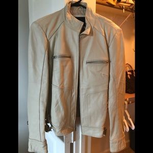 SOLD Leather Biker Style Off White Jacket
